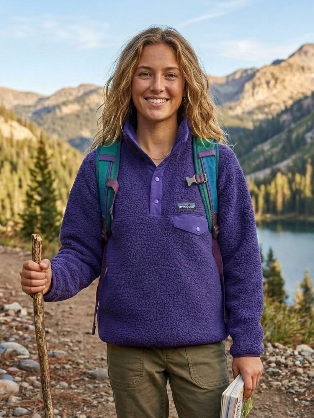 Gap Arctic Fleece Reissue Purple Snap Pullover Jacket‎ Women Large